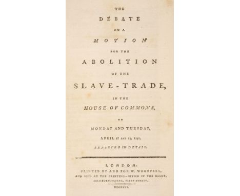 Abolitionism. A sammelband of 13 political pamphlets including speeches concerning the abolition of the slave trade, French a