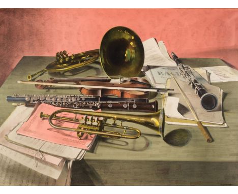 * Freedman (Barnett, 1901-1958). Music, Still Life, 1951, colour lithograph, signed in the plate, from the Lyons Lithographs 
