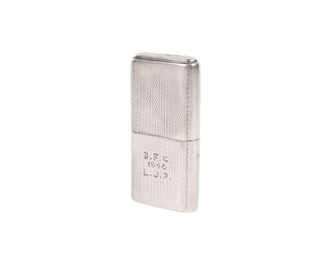 A silver Howitt C16 petrol cigarette lighter. Engraved 'B.F.C. 1946 L.J.P': according to the vendor, this stands for Brighton