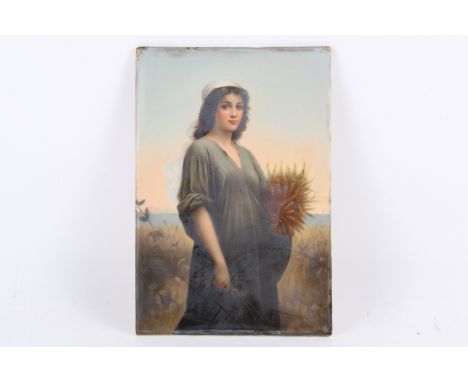 A late 19th century KPM Berlin hand painted porcelain plaque. Depicting Ruth in the cornfield after Charles Landelle (French,