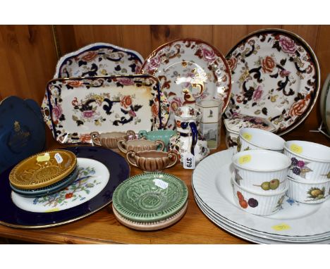 A COLLECTION OF MASON'S IRONSTONE 'MANDARIN' PATTERN PLATES AND WADE CORONATION PIN DISHES, comprising a 'Mandarin' pattern d