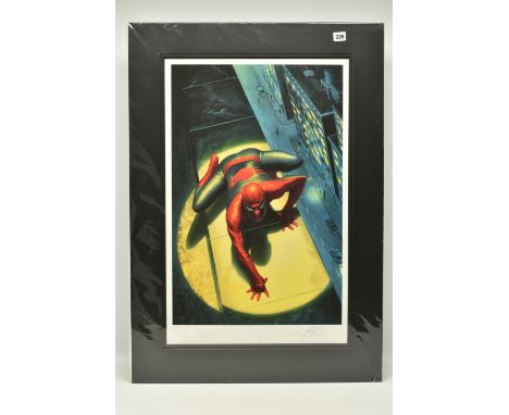 ALEX ROSS (AMERICAN CONTEMPORARY) THE SPECTACULAR SPIDER-MAN', a signed limited edition print depicting Spiderman on top of a