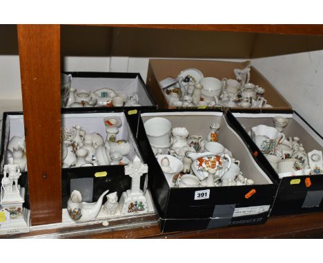 FIVE BOXES AND LOOSE CRESTED WARE, approximately one hundred and fifty pieces to include a Wileman and Co 'The Foley China' t