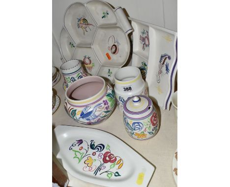 NINE PIECES OF POOLE POTTERY, comprising a Bluebird jardiniere, with impressed backstamp, height 11cm x rim diameter 11.5cm, 