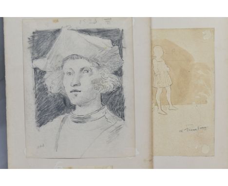 HERCULES BRABAZON BRABAZON (1821-1906) TWO  SKETCHES, comprising a pencil sketch after Albrecht Durer, a portrait of a young 