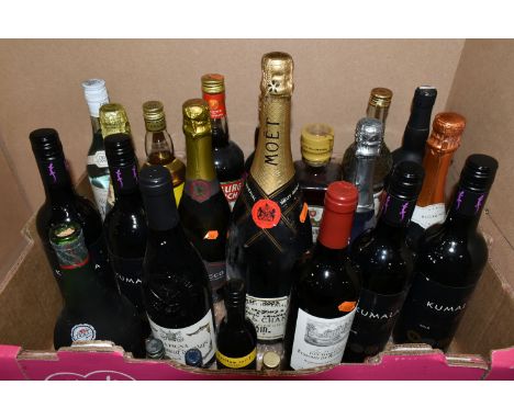 WINE &amp; SPIRIT, A Collection of twenty bottles of Alcohol comprising six bottles of Red Wine including four bottles of Kum