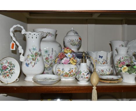 A GROUP OF AYNSLEY GIFTWARES, over twenty pieces to include a large Wild Tudor vase height 25.5cm and jug, a boxed Wild Tudor