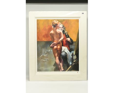 ROBERT LENKIEWICZ (BRITISH 1941-2002) 'THE PAINTER WITH PAULA' self-portrait with model, limited edition print on paper, facs