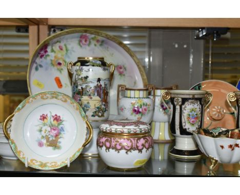 A LARGE QUANTITY OF JAPANESE NORITAKE PORCELAIN, comprising dressing table sets, vases, trinket dishes, oval tray, trinket po