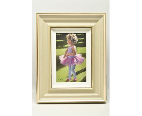 SHERREE VALENTINE DAINES (BRITISH 1959) 'PRETTY IN PINK', a signed limited edition print depicting a small child wearing a ba