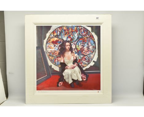 ROBERT LENKIEWICZ (BRITISH 1941-2002) 'ANNA NAVAS IN FRONT OF THE LAST JUDGEMENT MURAL, ST ANTHONY THEME', a limited edition 