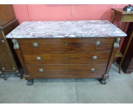 A 19th Century French Empire Revival mahogany and marble topped commode, attributed to Bernard Molitor