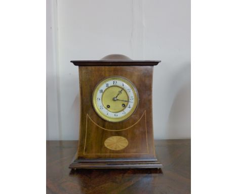 A French Art Nouveau inlaid mahogany mantel clock