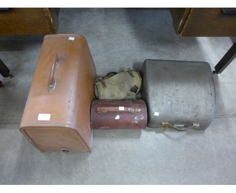 A Singer sewing machine, Olympic typewriter and four lawn bowls