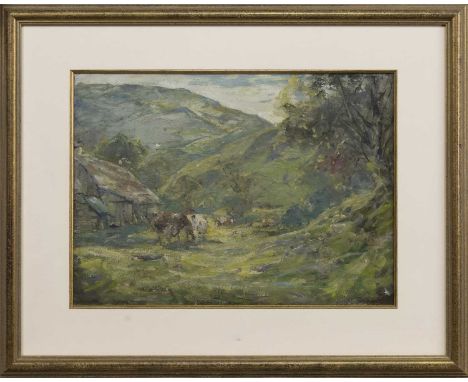 GEORGE SMITH RSA (SCOTTISH 1870 - 1934),A RURAL SCENEmixed media on board image size 30cm x 39cm, overall size 49cm x 58cm Mo