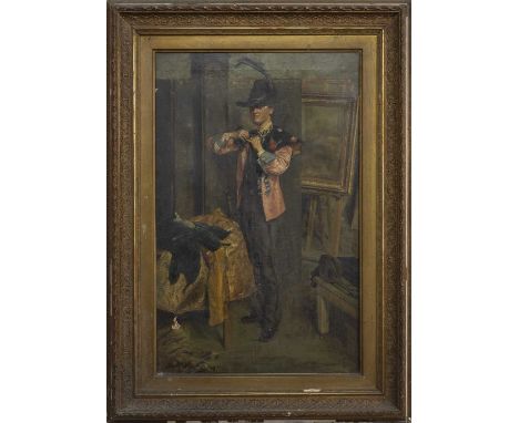 GERMAN SCHOOL, PORTRAIT OF A MANoil on canvas, signed/monogrammed indistinctlyimage size 69cm x 43cm, overall size 90cm x 65c