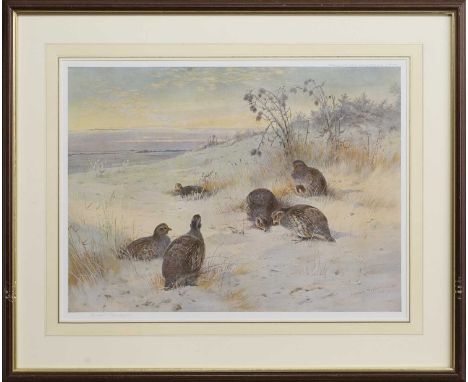ARCHIBALD THORBURN (SCOTTISH 1860 - 1935),AT THE CLOSE OF A WINTER'S DAY - 1907limited edition print on paper, signed, titled