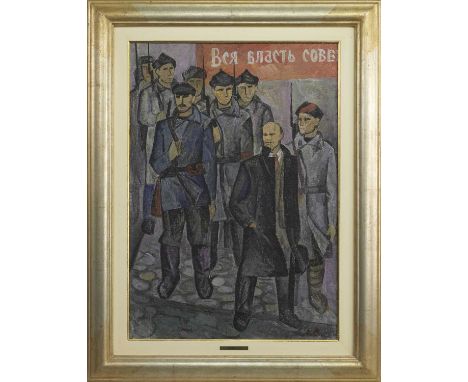 LEV VERKMAN (RUSSIAN b. 1924),LENIN WITH SOLDIERS OF THE RED ARMY (LENIN CON I SOLDATI DELL'ARMATA ROSSA) 1956oil on canvas, 