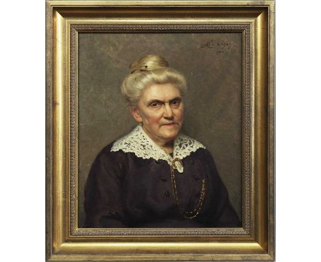LÉON-GÉRARD CREPY (FRENCH 1872 - 1944),PORTRAIT DE MADAME J.B VANLIER A L'AGE DE 81 ANSoil on canvas, signed and dated 1916, 