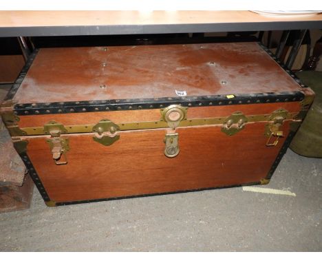 Metal Bound Wooden Trunk 