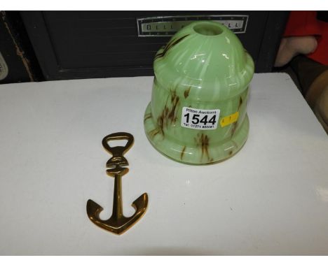 Glass Light Shade and Brass Anchor Bottle Opener 