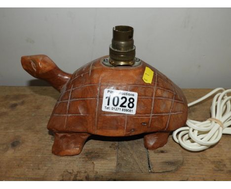 Carved Treen Table Lamp in the form of a Tortoise 