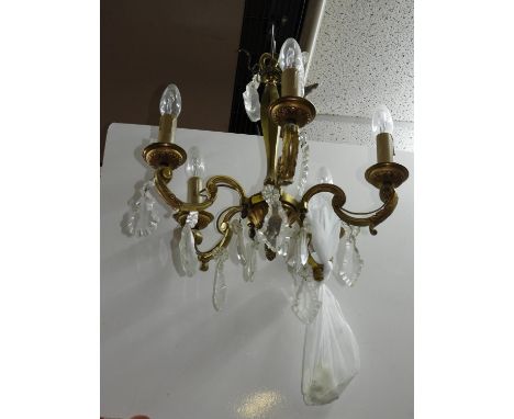 Gilt Three Branch Chandelier Style Light Fitting 