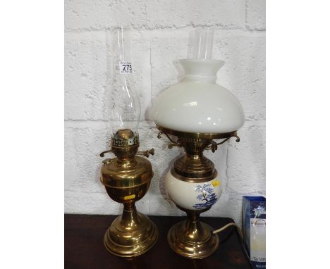Brass Oil Lamp and Converted Oil Lamp 
