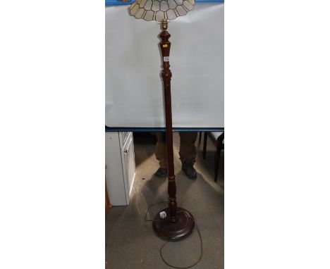Wooden Standard Lamp with Glass Shade 