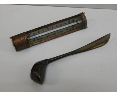 Negretti and Zambra Thermometer and Brass Golf Club Shoe Lift