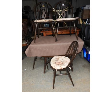 Oval Ercol Drop Flap Dining Table and 4x Matching Chairs 