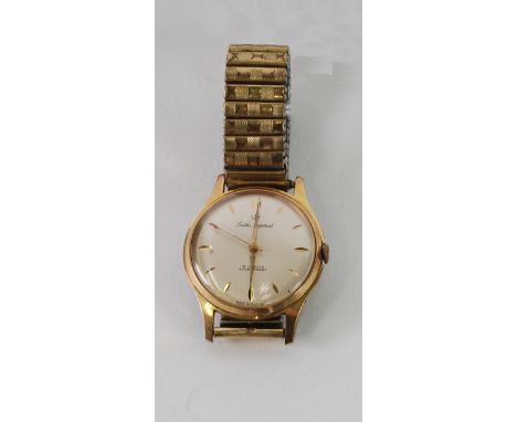GENT'S SMITHS 'IMPERIAL' ENGLISH GOLD PLATED WRIST WATCH, with 19 jewel movement, circular silvered dial with batons, sweep s