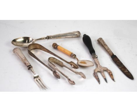 EDWARDIAN VII CHILD'S SILVER FORK AND SPOON SET, by James Dixon and Son, with filled silver handles, Sheffield 1908, TOGETHER