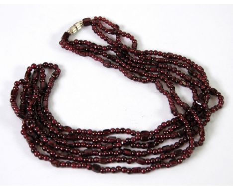 TRIPLE STRAND AMETHYST COLOUR BEAD NECKLACE