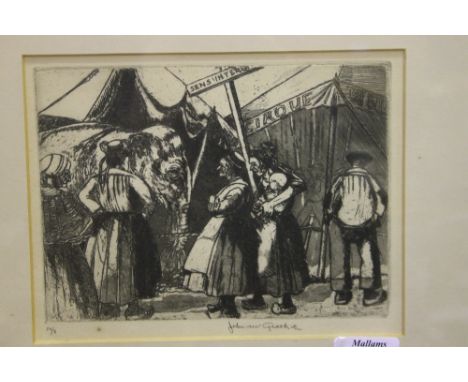 John McGrath (British, 1885-1940) The Circus, signed and numbered in pencil 8/50, etching, together with two further black an