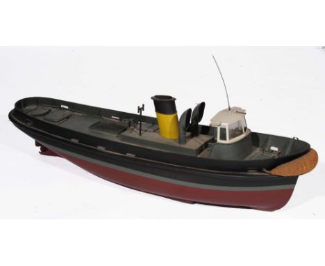A MODEL TUG BOAT with engine,mid 20th Century, 101cm long