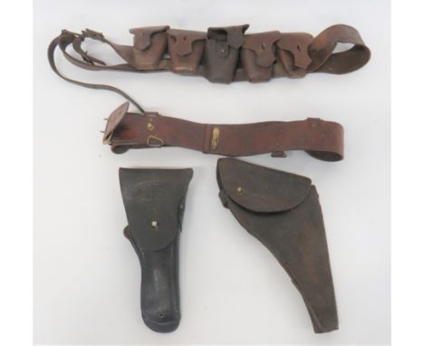 1903 Pattern 1918 Dated Leather Bandolier dark brown leather bandolier with five attached, leather, ammunition pouches. &nbsp