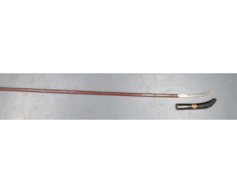 Fine Quality 18th Century Japanese Naginata Spear 16 inch, single edged, slightly curved blade with short fuller and line ful