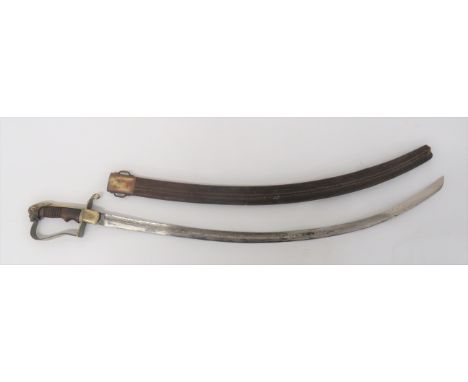 Scarce 19th Century Abyssinian-Ethiopian Sword 32 inch, single edged, slightly curved blade. &nbsp;Large fuller with etched f