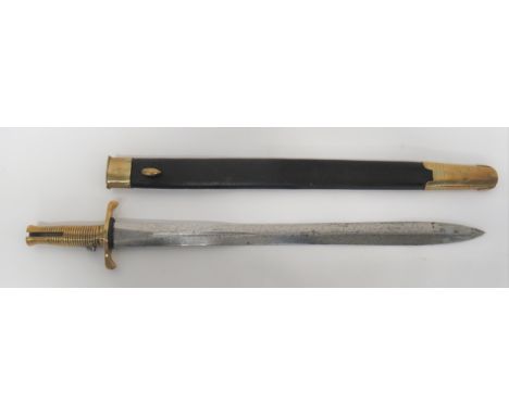 1848 Pattern Brunswick Sword Bayonet 22 inch, double edged, spear point blade. &nbsp;Short, narrow fuller. &nbsp;The forte st