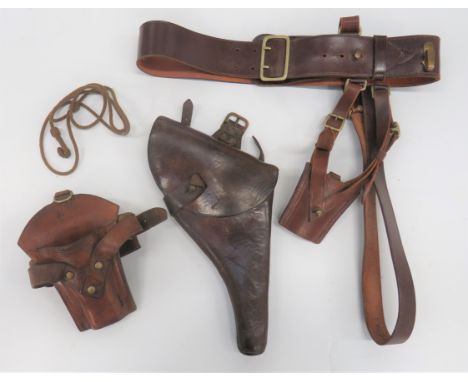 WW1 Officer's Revolver Holster Converted To Fit The 1914 Equipment brown leather, Officer's Webley pattern holster. &nbsp;The