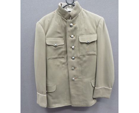 Continental Khaki High Collar Tunic khaki grey, single breasted, high collar tunic. &nbsp;Patch chest pockets with false butt