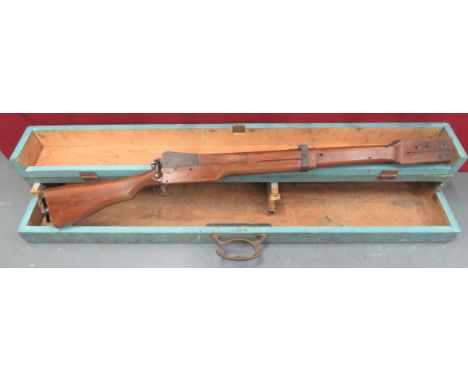 WW2 Royal Air Force Issue Swift Training Rifle polished wood. &nbsp;Full stock training rifle. &nbsp;The muzzle end with mech