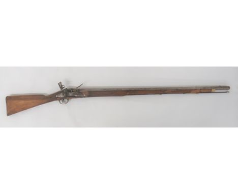 India Pattern Brown Bess Musket .750, 39 1/4 inch, smoothbore barrel. &nbsp;Breech with proof stamps. &nbsp;Military lock pla