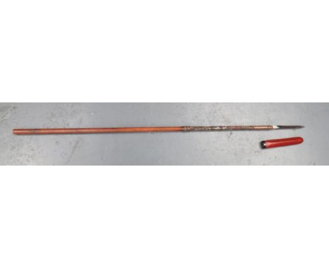 Fine Quality Japanese Nageyari Horseman's Shortened Spear 6 1/2 inch, quadrangular, polished steel head with faint hammon. &n