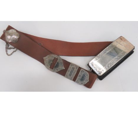 Current Manufacture Officer's Shoulder Pouch and Strap black rectangular pouch. &nbsp;The flap with plated front. &nbsp;The e