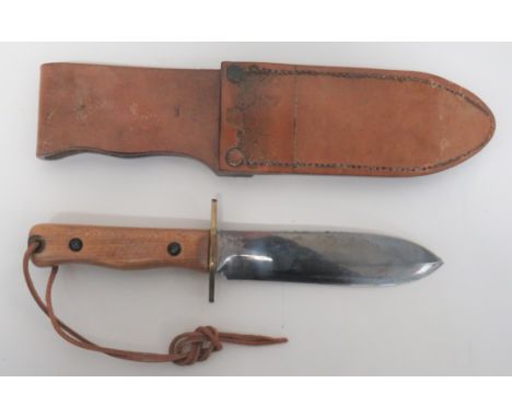 Post War Wilkinson Survival Knife 7 inch, single edged, heavy blade with back edge sharpened point. &nbsp;Forte with "Wilkins