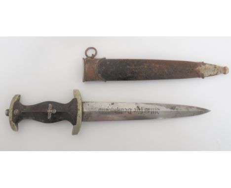 German Third Reich NSKK Dagger by "Klitterman &amp; Moog" 8 3/4 inch, double edged blade. &nbsp;Etched "Alles Fur Deutschland