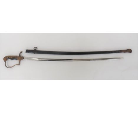 German Third Reich Official's Sword 32 inch, single edged, slightly curved blade with narrow fuller. &nbsp;Forte with maker "