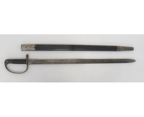 British P1879 Artillery Sawback Sword Bayonet 25 3/4 inch, single edged blade with rear sawback edge. &nbsp;Wide fuller. &nbs